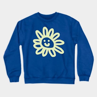 Soft Yellow Daisy Flower Smiley Face Crewneck Sweatshirt